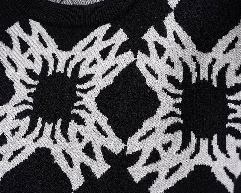 AMIRI メンズ ニット クルーネック インターシャ ボーダー オーバーサイズ ブラック - 画像 4