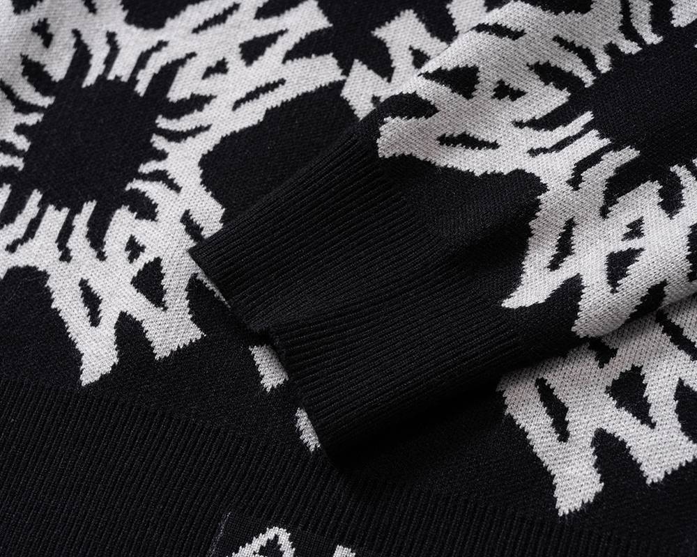 AMIRI メンズ ニット クルーネック インターシャ ボーダー オーバーサイズ ブラック - 画像 7