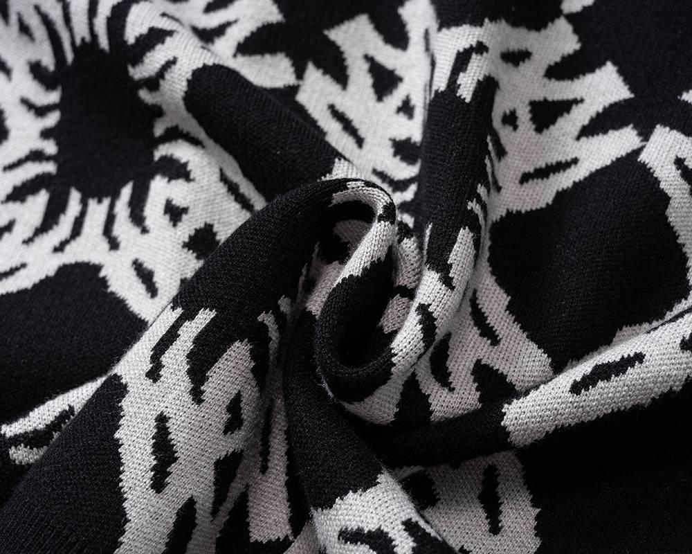 AMIRI メンズ ニット クルーネック インターシャ ボーダー オーバーサイズ ブラック - 画像 9