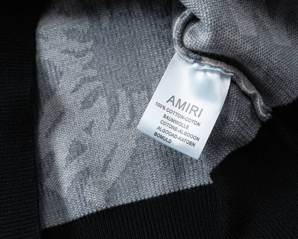 AMIRI メンズ ニット クルーネック インターシャ ローゲージ フィット ブラック グレー M 3XL - 画像 12