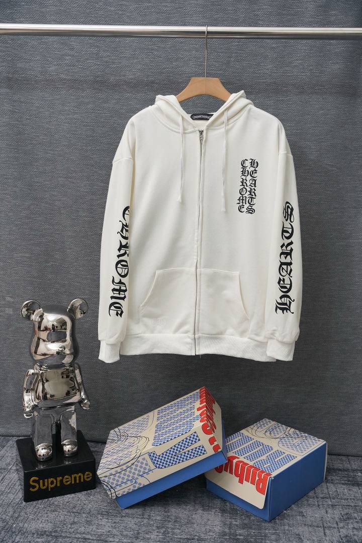 CHROME HEARTS クロムハーツ メンズ ブルゾン フーデッドジャケット ロゴプリント ナイロン オンオフスタイル ホワイト