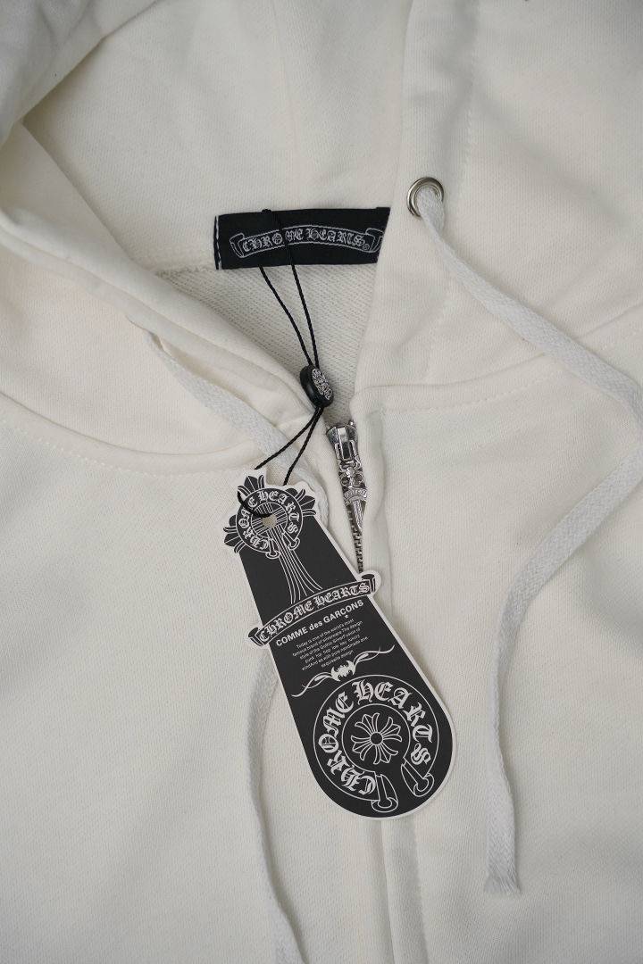 CHROME HEARTS クロムハーツ メンズ ブルゾン フーデッドジャケット ロゴプリント ナイロン オンオフスタイル ホワイト - 画像 3