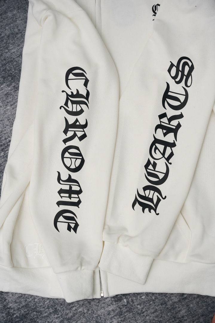 CHROME HEARTS クロムハーツ メンズ ブルゾン フーデッドジャケット ロゴプリント ナイロン オンオフスタイル ホワイト - 画像 4