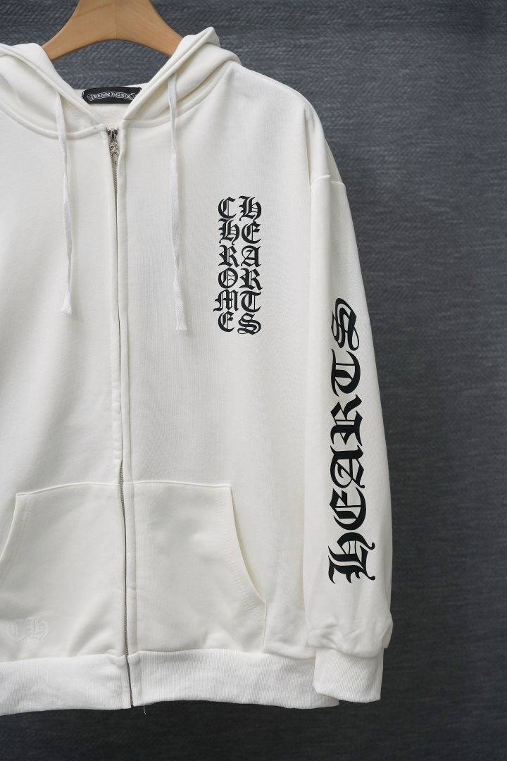 CHROME HEARTS クロムハーツ メンズ ブルゾン フーデッドジャケット ロゴプリント ナイロン オンオフスタイル ホワイト - 画像 7