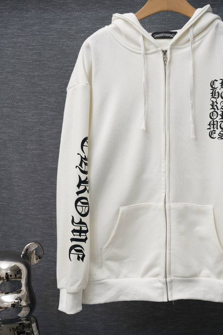CHROME HEARTS クロムハーツ メンズ ブルゾン フーデッドジャケット ロゴプリント ナイロン オンオフスタイル ホワイト - 画像 8