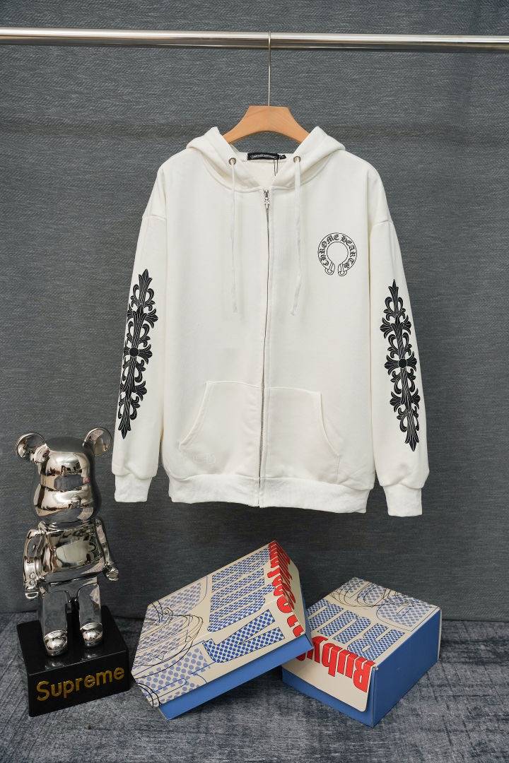 CHROME HEARTS メンズ ブルゾン フーデッドジャケット ロゴワッペン ナイロン マウンテンパーカー ブラック