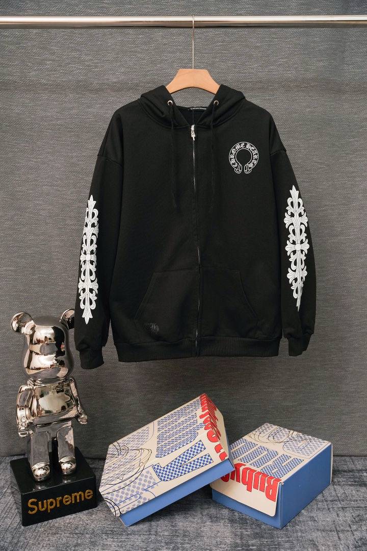 CHROME HEARTS メンズ ブルゾン フーデッドジャケット ロゴワッペン ナイロン マウンテンパーカー ブラック - 画像 4