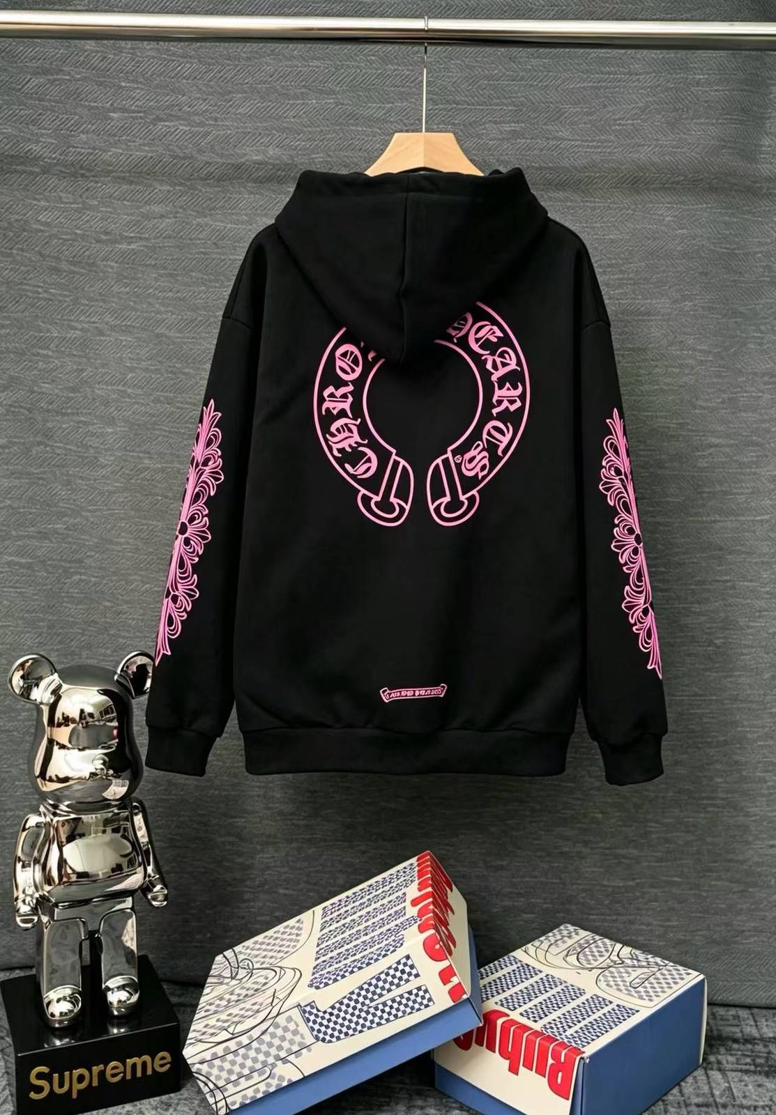 CHROME HEARTS クロムハーツ メンズ ブルゾン フーデッドジャケット ロゴワッペン フルジップ ナイロン マウンテンパーカー ブラック ホワイト - 画像 3