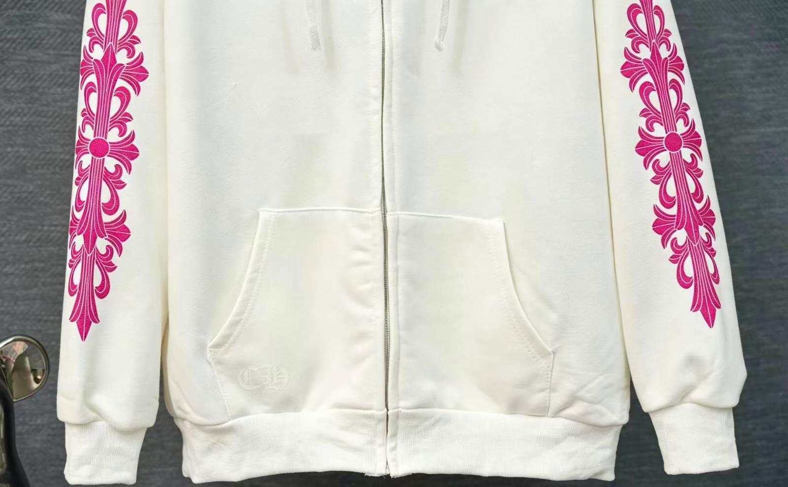 CHROME HEARTS クロムハーツ メンズ ブルゾン フーデッドジャケット ロゴワッペン フルジップ ナイロン マウンテンパーカー ブラック ホワイト - 画像 5