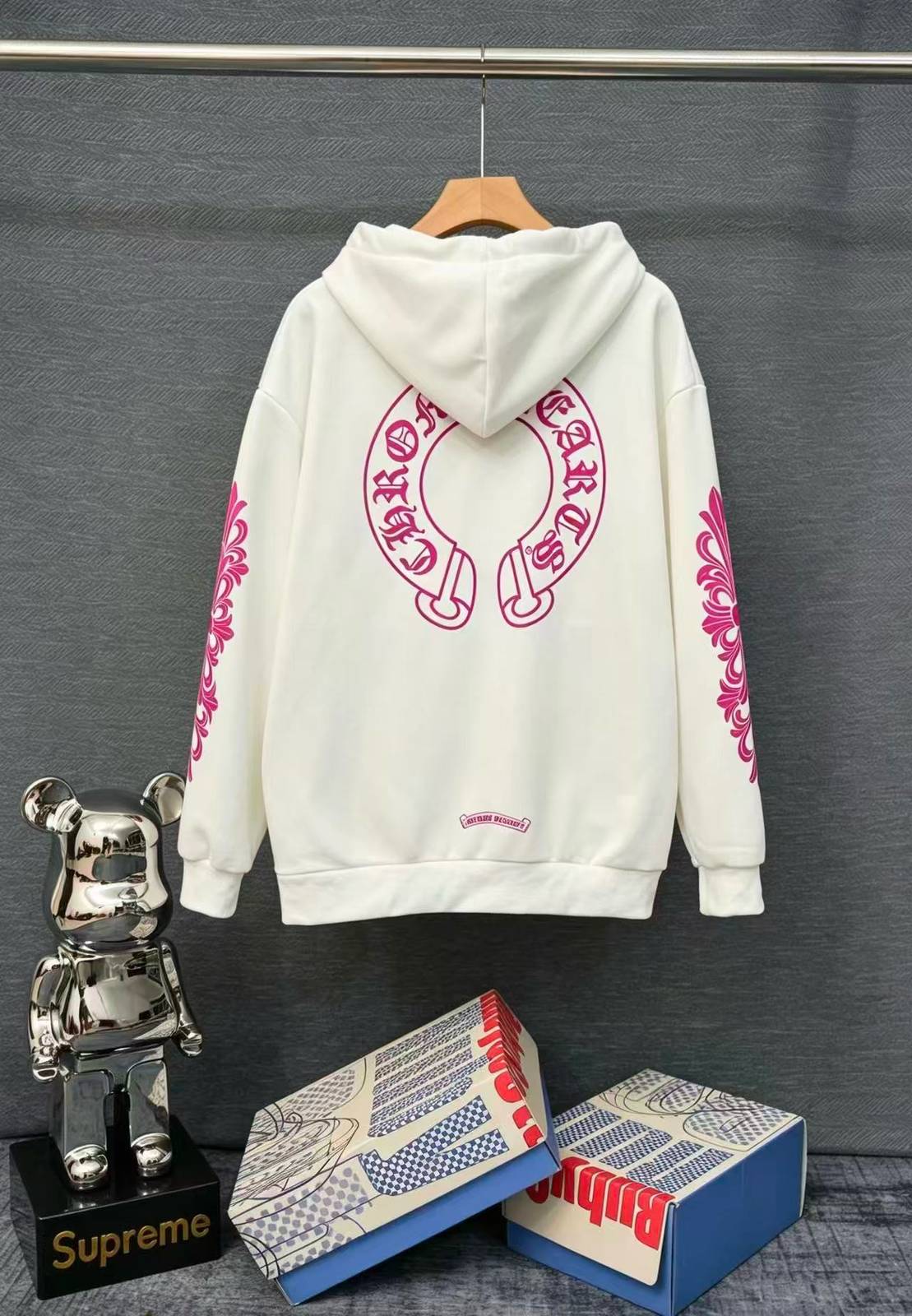 CHROME HEARTS クロムハーツ メンズ ブルゾン フーデッドジャケット ロゴワッペン フルジップ ナイロン マウンテンパーカー ブラック ホワイト - 画像 9
