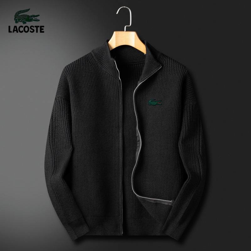 LACOSTE ラコステ メンズ ジャケット ブルゾン ボーダーファッション ウール ロゴワッペン ミリタリー 秋冬 ブラック - 画像 4