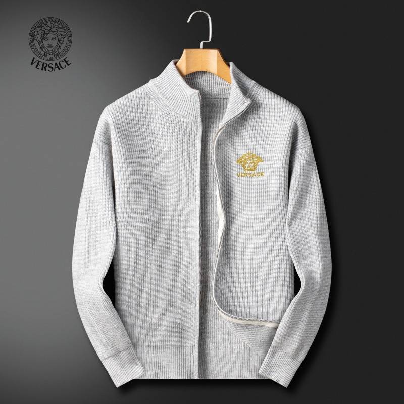 VERSACE ヴェルサーチ メンズ ジャケット ブルゾン ウール ロゴワッペン フルジップ 秋冬 ブラック グレー - 画像 3