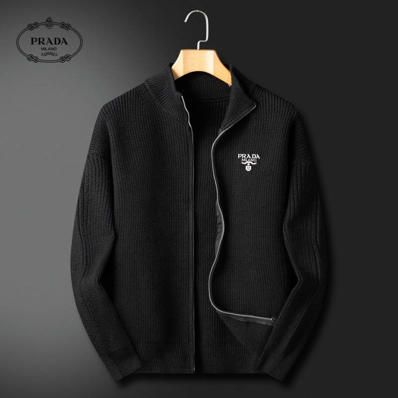 PRADA プラダ メンズ ジャケット ブルゾン ロゴワッペン ウール フレキシブルフィット 秋冬 通勤 通学 ブラック ホワイト