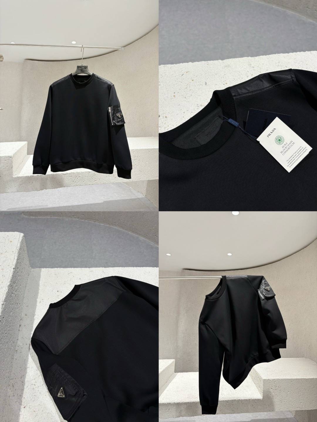 PRADA プラダ メンズ ジャケット ロゴワッペン ブルゾン ナイロン ミリタリー ストリート ブラック - 画像 3