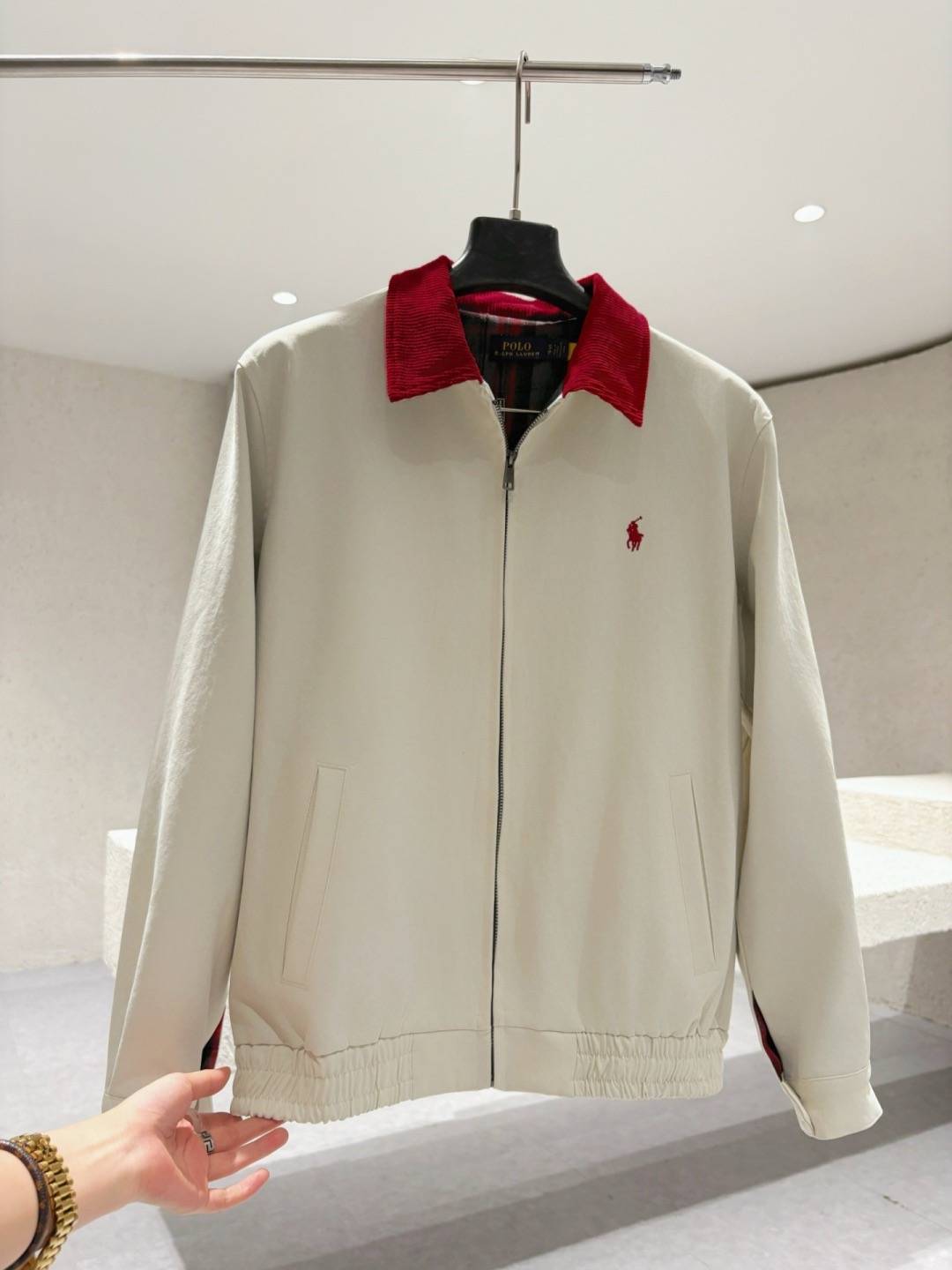 POLO RALPH LAUREN メンズ ジャケット スタンドカラージャケット ナイロン ロゴワッペン オーバーサイズ ホワイト