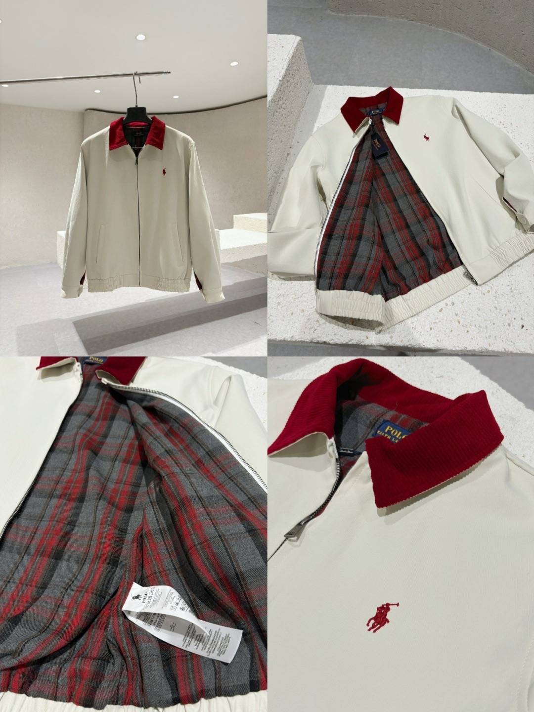 POLO RALPH LAUREN メンズ ジャケット スタンドカラージャケット ナイロン ロゴワッペン オーバーサイズ ホワイト - 画像 3