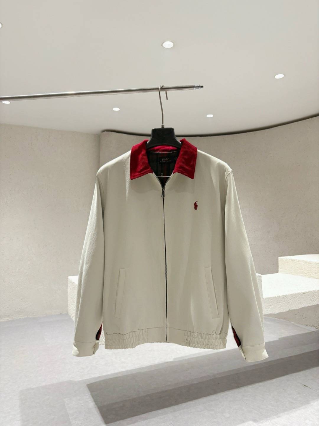POLO RALPH LAUREN メンズ ジャケット スタンドカラージャケット ナイロン ロゴワッペン オーバーサイズ ホワイト - 画像 4