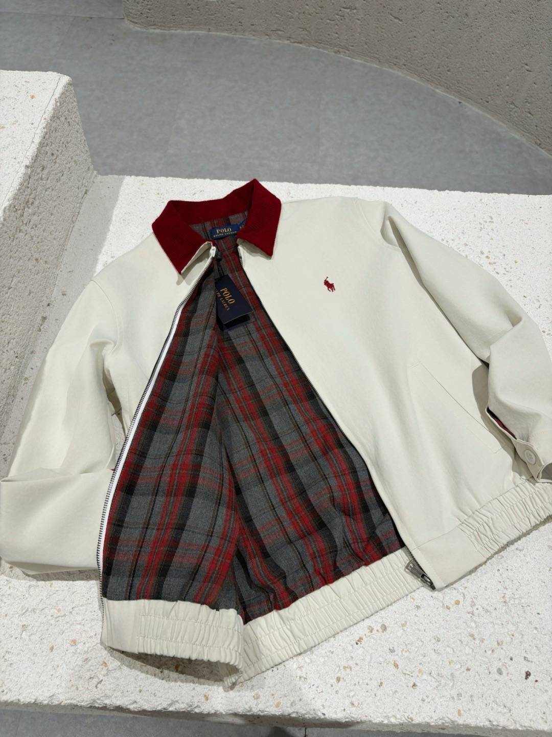 POLO RALPH LAUREN メンズ ジャケット スタンドカラージャケット ナイロン ロゴワッペン オーバーサイズ ホワイト - 画像 8