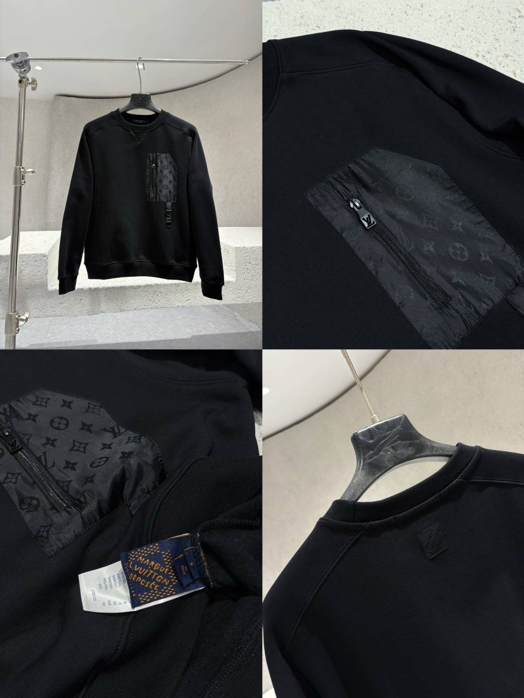 LV ルイ ヴィトン メンズ ブルゾン フーデッドジャケット ナイロン ロゴワッペン ラグスポ ブラック S XL - 画像 2