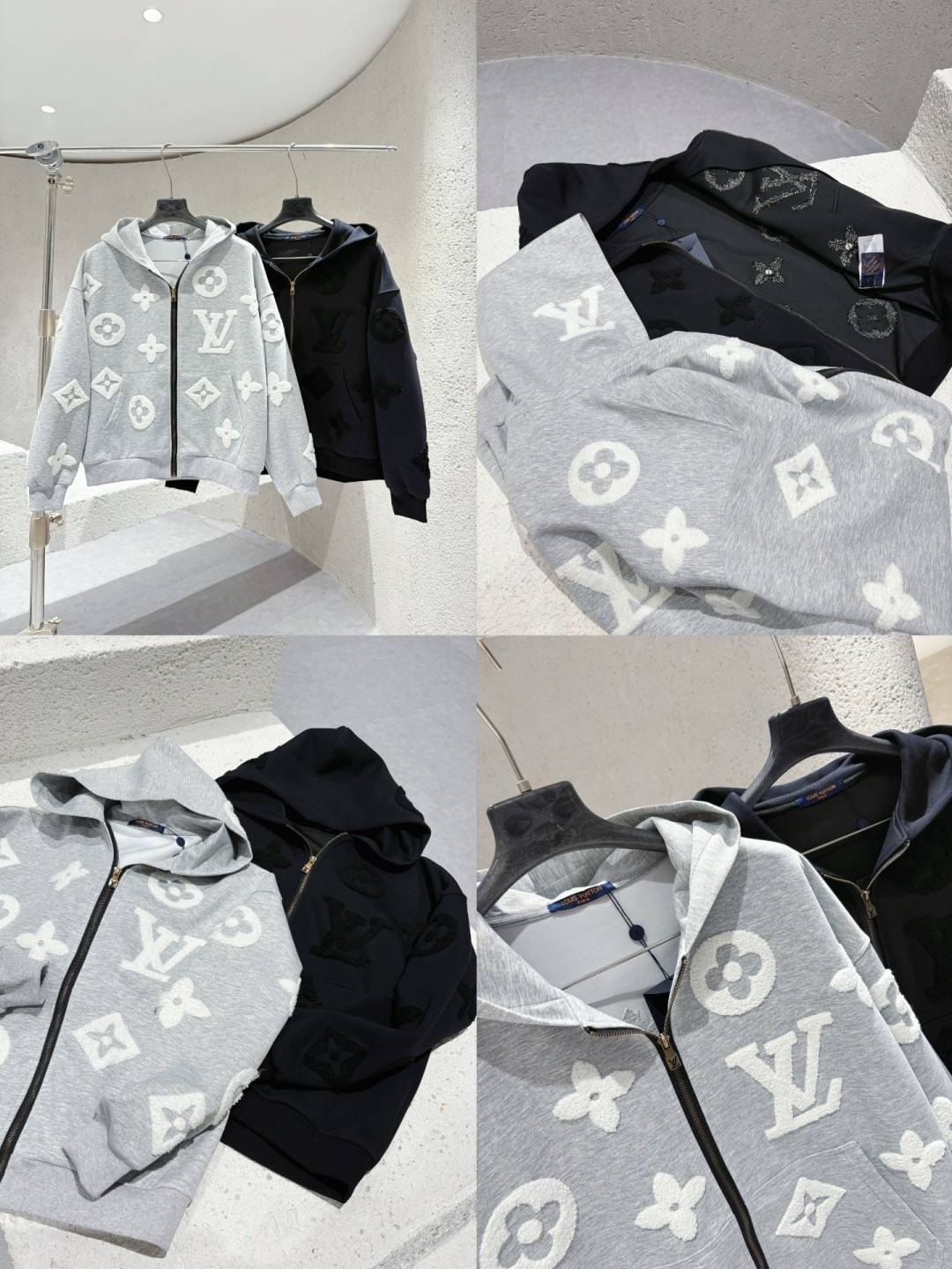 LOUIS VUITTON レディース ブルゾン マウンテンパーカー ロゴワッペン ナイロン 秋冬 ブラック ネイビー グレー - 画像 8