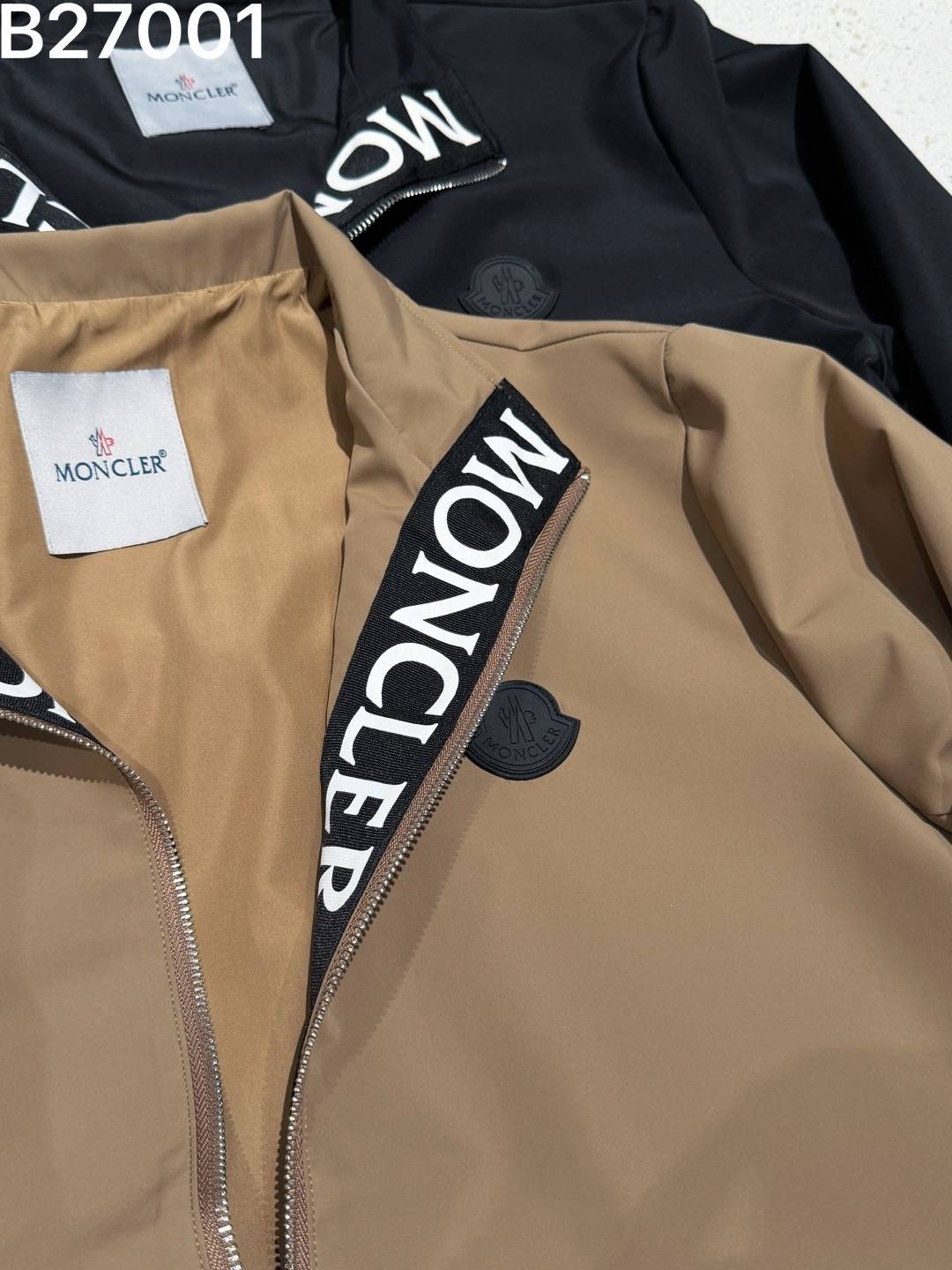 MONCLER モンクレール メンズ ブルゾン フーデッドジャケット ナイロン ロゴワッペン ダブルジップ 秋冬 通勤 ブラック ベージュ - 画像 4