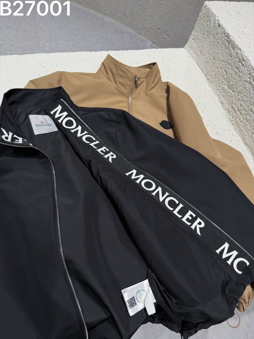 MONCLER モンクレール メンズ ブルゾン フーデッドジャケット ナイロン ロゴワッペン ダブルジップ 秋冬 通勤 ブラック ベージュ - 画像 5