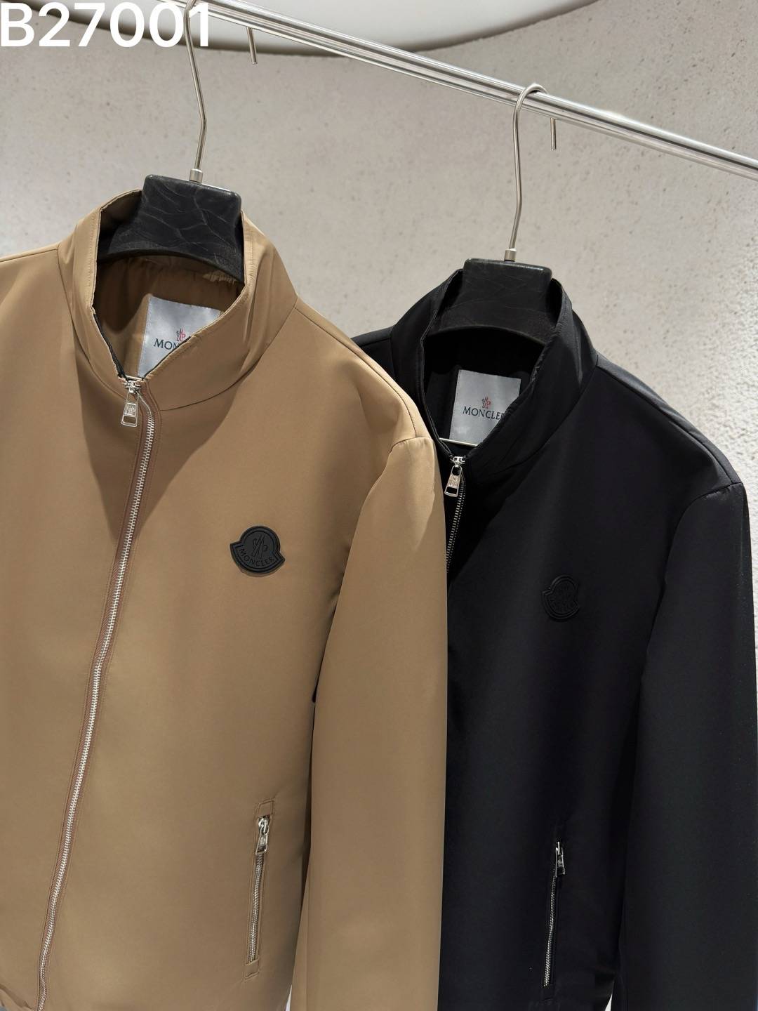 MONCLER モンクレール メンズ ブルゾン フーデッドジャケット ナイロン ロゴワッペン ダブルジップ 秋冬 通勤 ブラック ベージュ - 画像 6