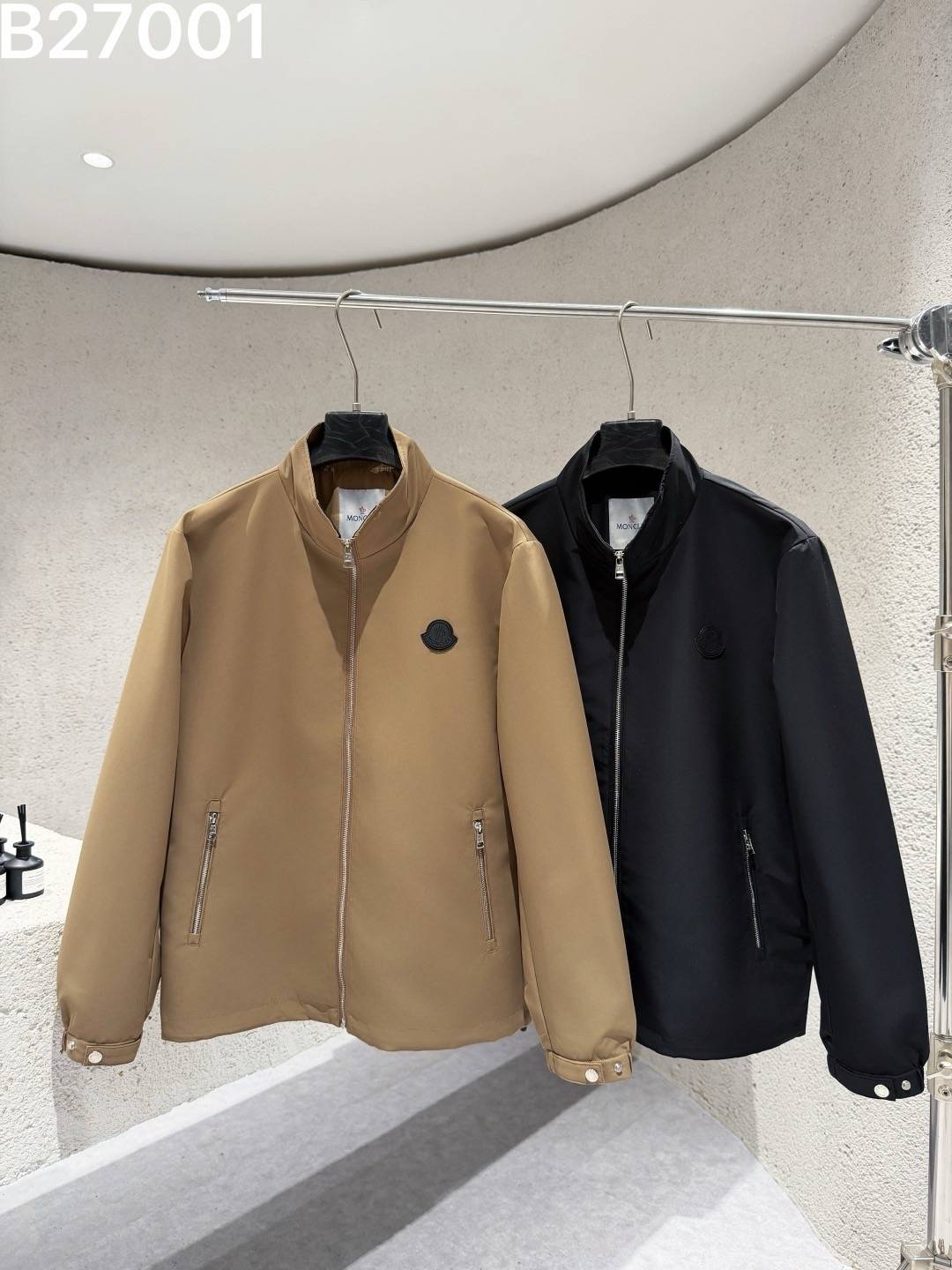 MONCLER モンクレール メンズ ブルゾン フーデッドジャケット ナイロン ロゴワッペン ダブルジップ 秋冬 通勤 ブラック ベージュ - 画像 7
