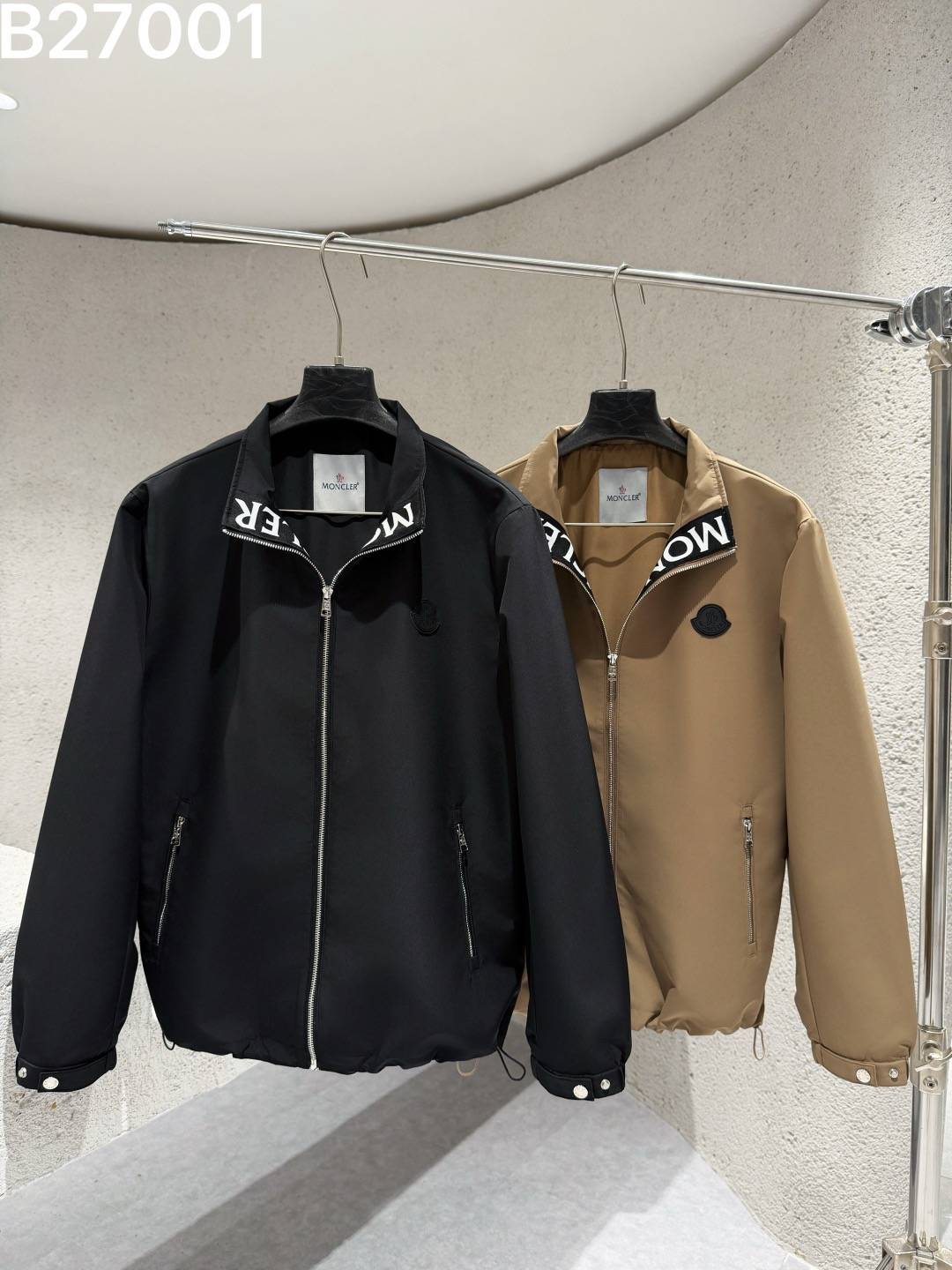 MONCLER モンクレール メンズ ブルゾン フーデッドジャケット ナイロン ロゴワッペン ダブルジップ 秋冬 通勤 ブラック ベージュ - 画像 8