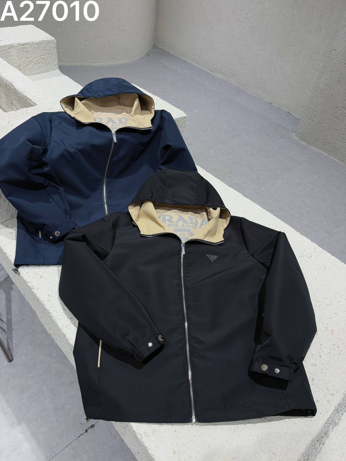 PRADA プラダ メンズ ブルゾン フーデッドジャケット ナイロン キルティング マウンテンパーカー 秋冬 ブラック カーキ - 画像 8