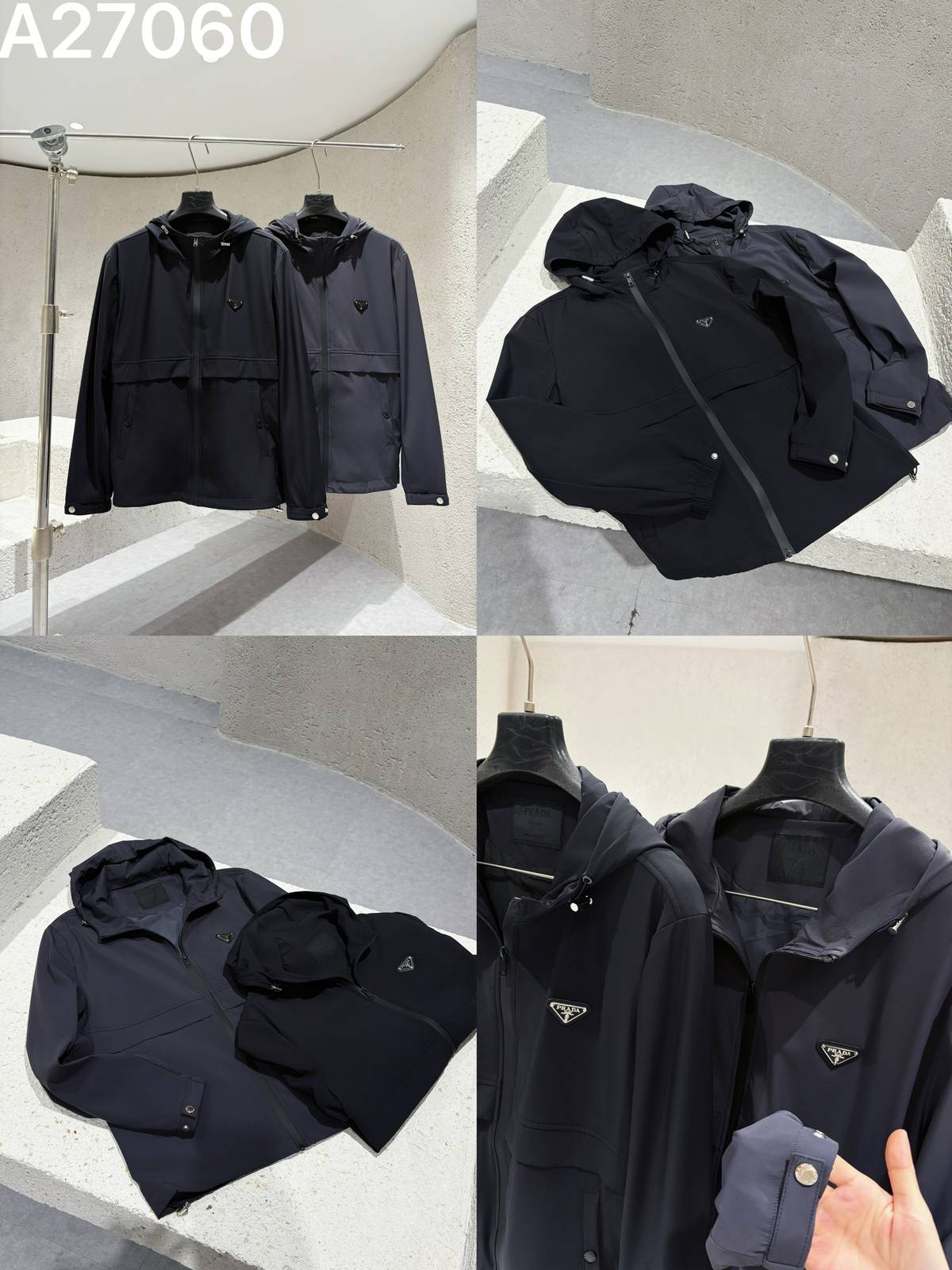 PRADA プラダ メンズ ブルゾン フーデッドジャケット ナイロン キルティング マウンテンパーカー 秋冬 ブラック - 画像 2
