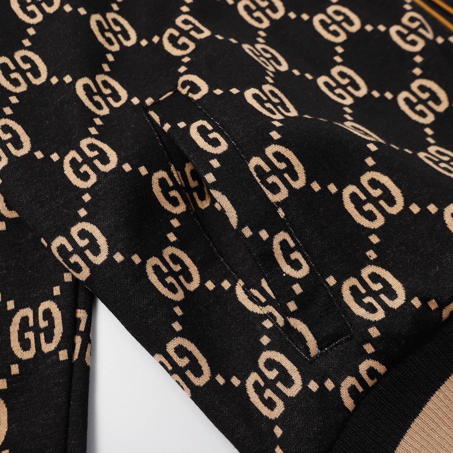GUCCI グッチ メンズ ジャケット ブルゾン ダブルジップ ロゴプリント ナイロン レインボーストライプ 秋冬 通勤通学 ブラック - 画像 5