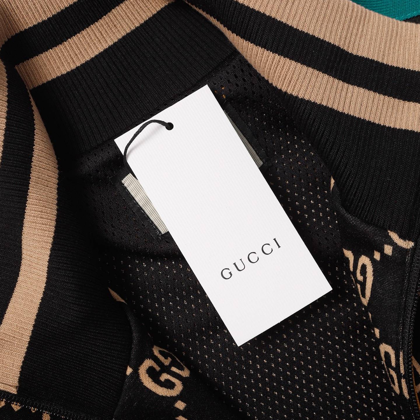 GUCCI グッチ メンズ ジャケット ブルゾン ダブルジップ ロゴプリント ナイロン レインボーストライプ 秋冬 通勤通学 ブラック - 画像 6
