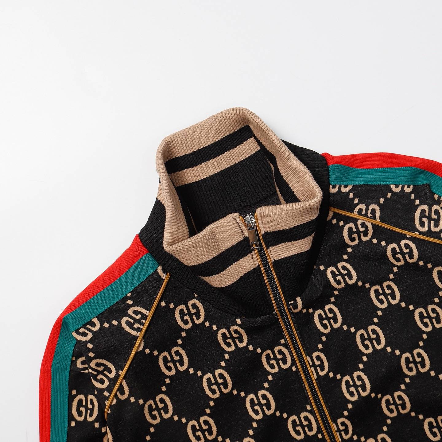 GUCCI グッチ メンズ ジャケット ブルゾン ダブルジップ ロゴプリント ナイロン レインボーストライプ 秋冬 通勤通学 ブラック - 画像 8