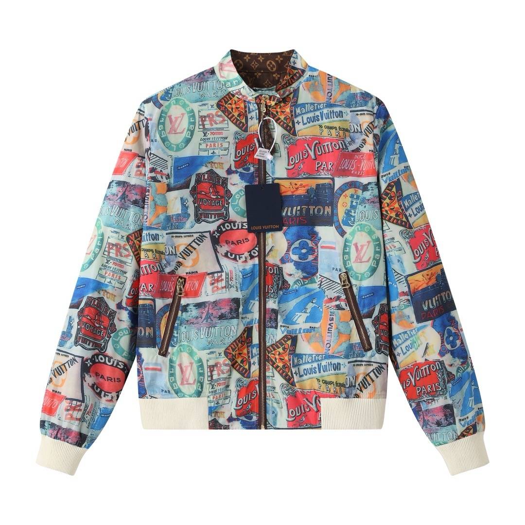 Louis Vuitton ルイヴィトン メンズ ブルゾン MA 1 ワッペン ロゴプリント ナイロン ジップアップ ブラック