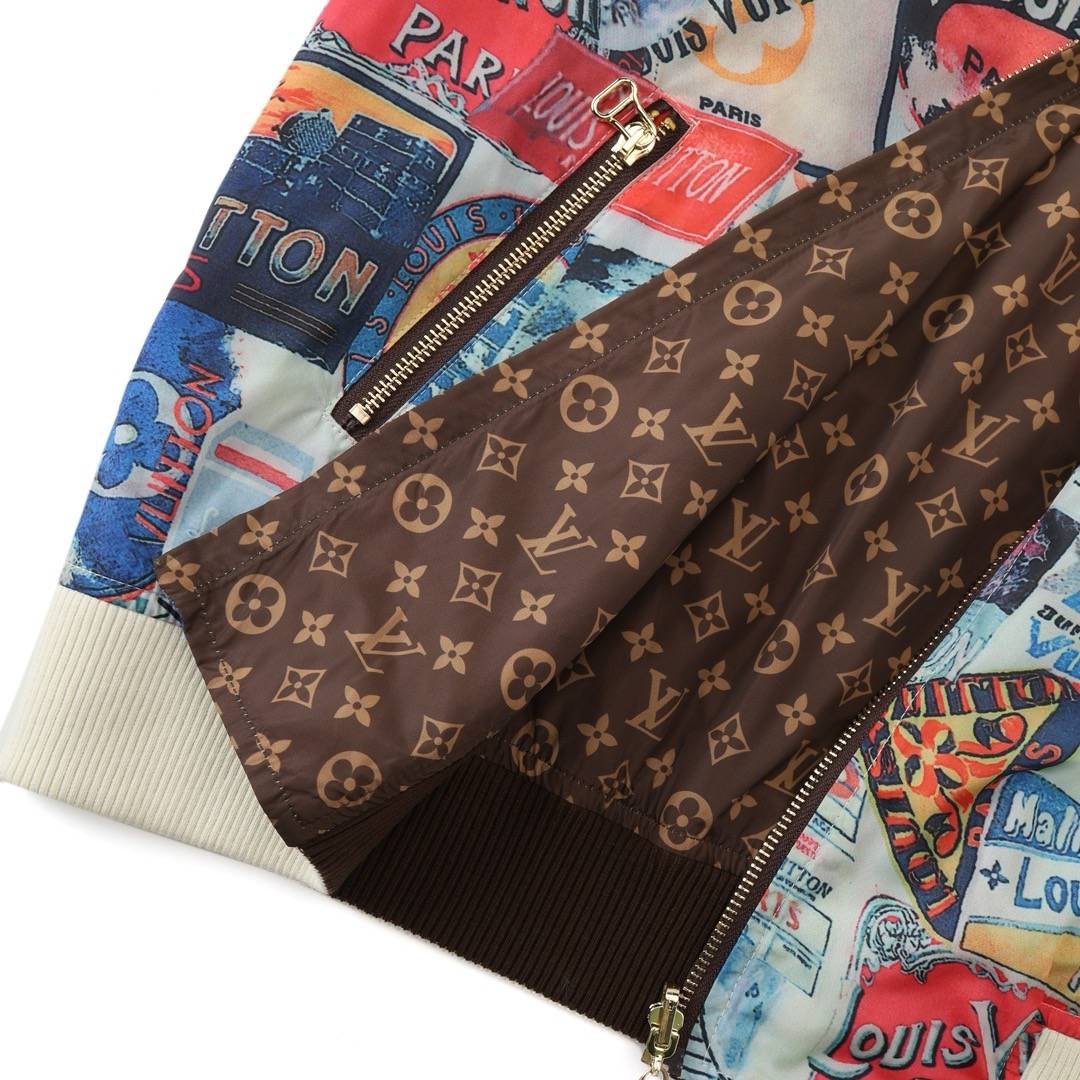 Louis Vuitton ルイヴィトン メンズ ブルゾン MA 1 ワッペン ロゴプリント ナイロン ジップアップ ブラック - 画像 3