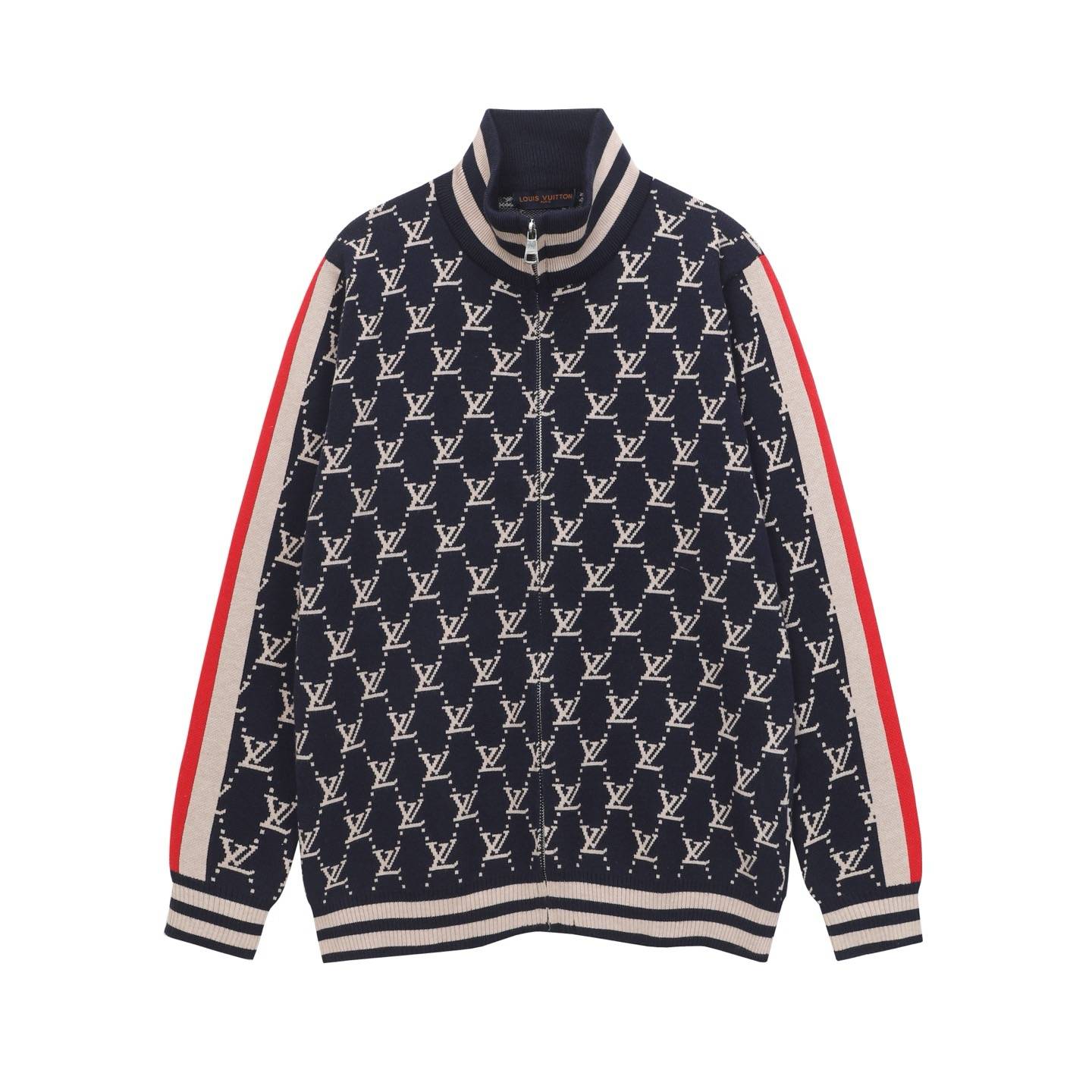 LV レディース ブルゾン フーデッドジャケット ロゴプリント ナイロン バイカラー 秋冬 通勤通学 ブラック