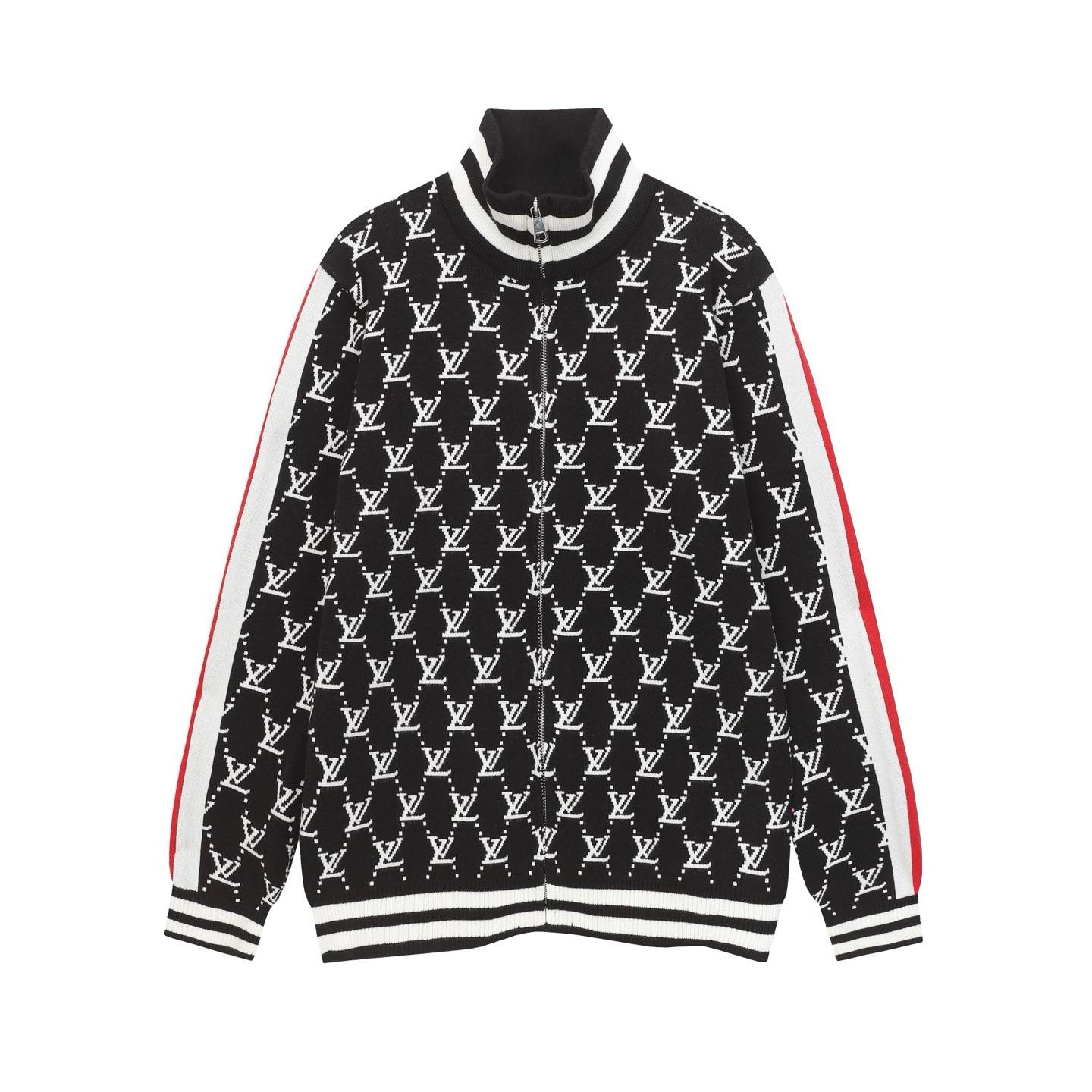 LV ルイヴィトン メンズ ジャケット ブルゾン ロゴプリント ナイロン ダブルジップ ストリート ブラック