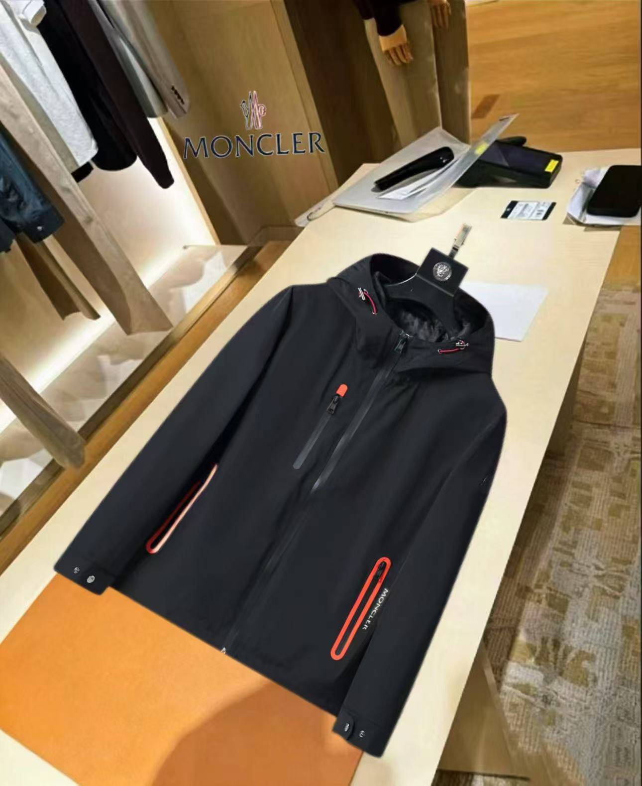 MONCLER モンクレール メンズ ジャケット ブルゾン ナイロン ロゴワッペン ダブルジップ 3XLB23210 ブラック