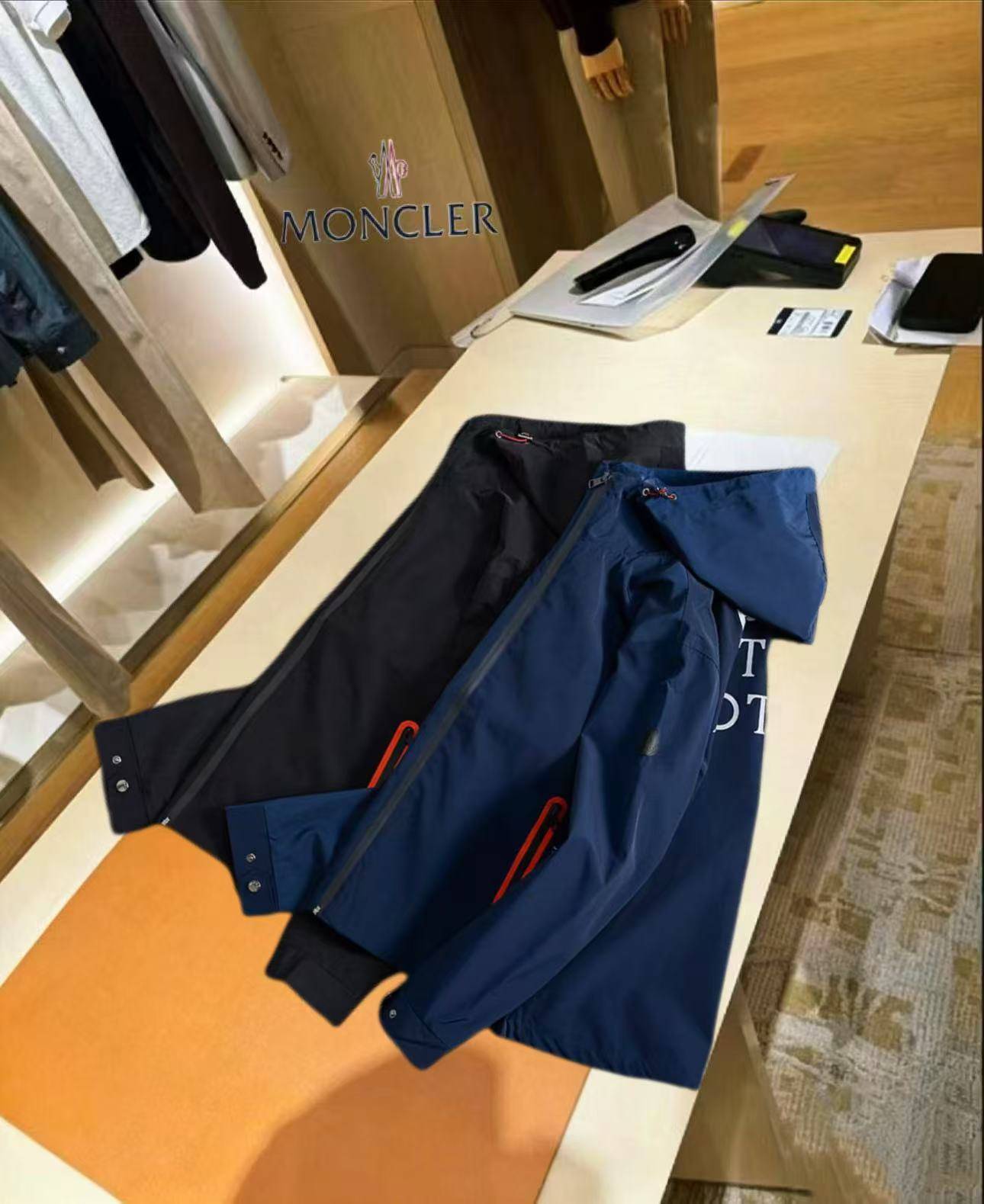 MONCLER モンクレール メンズ ジャケット ブルゾン ナイロン ロゴワッペン ダブルジップ 3XLB23210 ブラック - 画像 9
