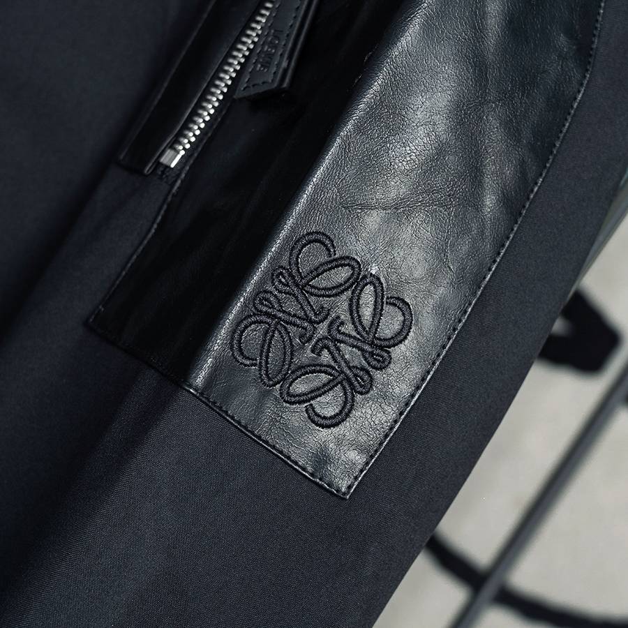 LOEWE ロエベ メンズ ジャケット ブルゾン ダブルジップ ロゴワッペン ナイロン 秋冬 ブラック - 画像 3