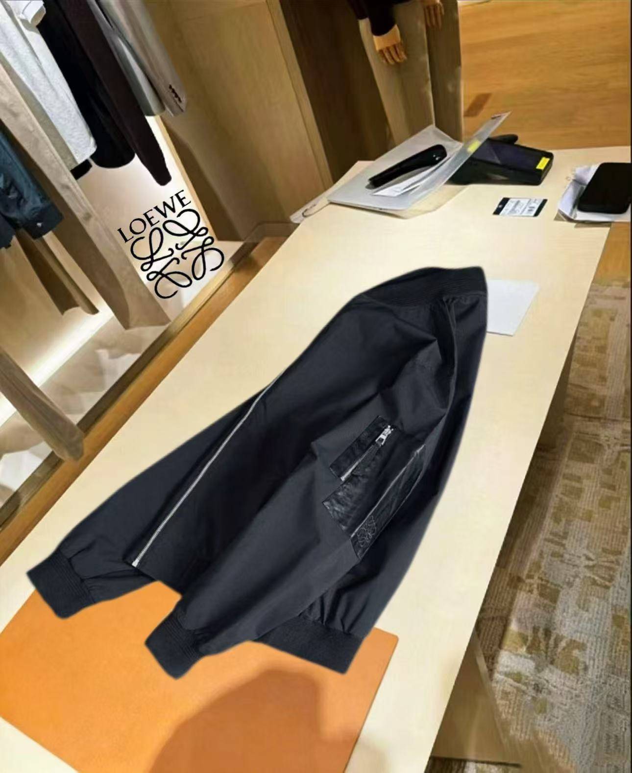 LOEWE ロエベ メンズ ジャケット ブルゾン ダブルジップ ロゴワッペン ナイロン 秋冬 ブラック - 画像 6