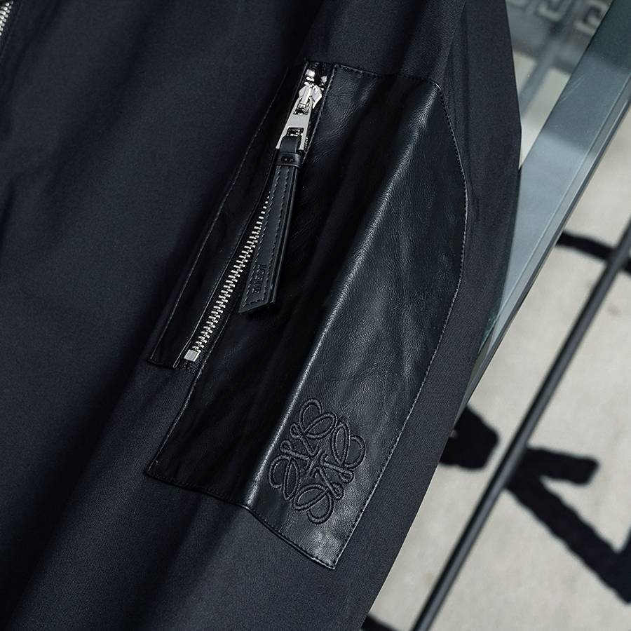 LOEWE ロエベ メンズ ジャケット ブルゾン ダブルジップ ロゴワッペン ナイロン 秋冬 ブラック - 画像 13
