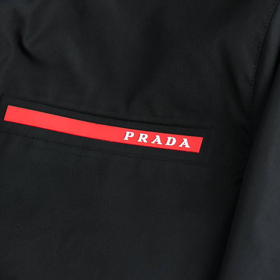 PRADA プラダ メンズ ジャケット ブルゾン ナイロン ロゴワッペン ダブルジップ 秋冬 防寒 ブラック - 画像 4
