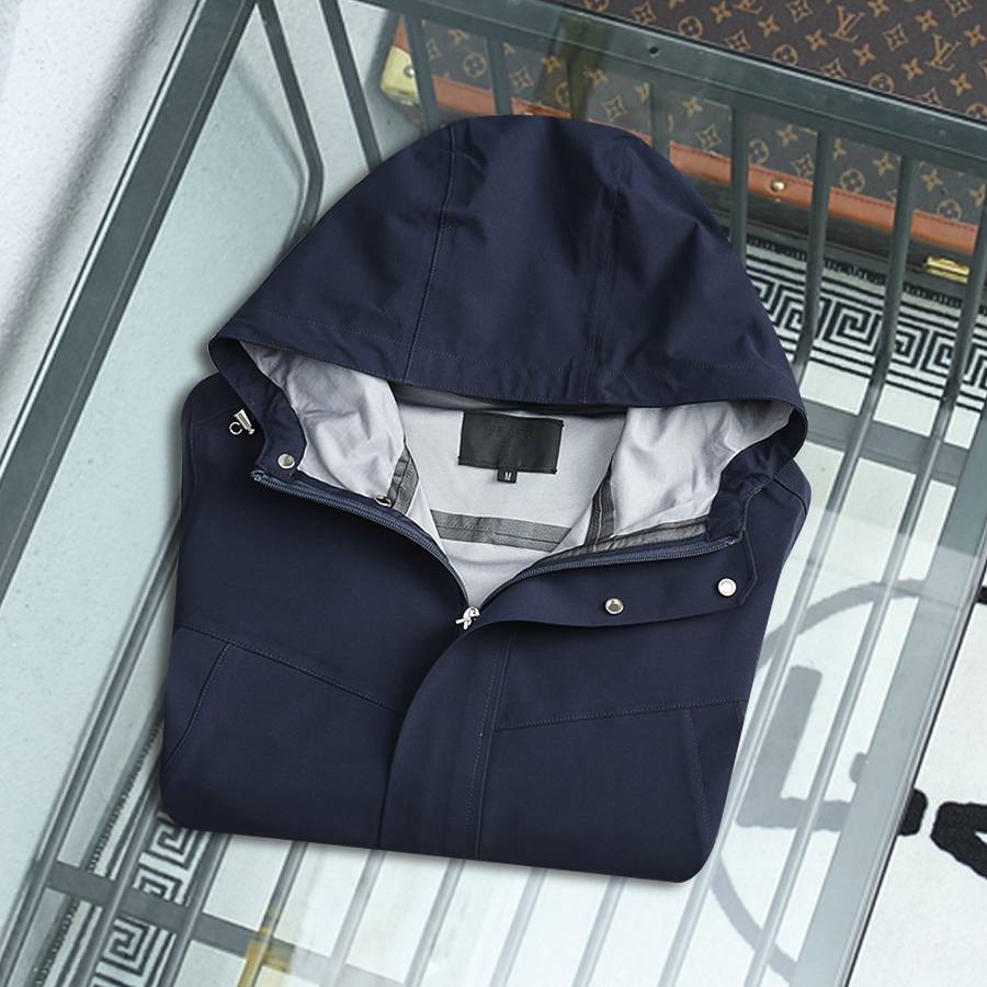 PRADA プラダ メンズ ジャケット マウンテンパーカー ナイロン ロゴワッペン ダブルジップ 秋冬 ブラック - 画像 7