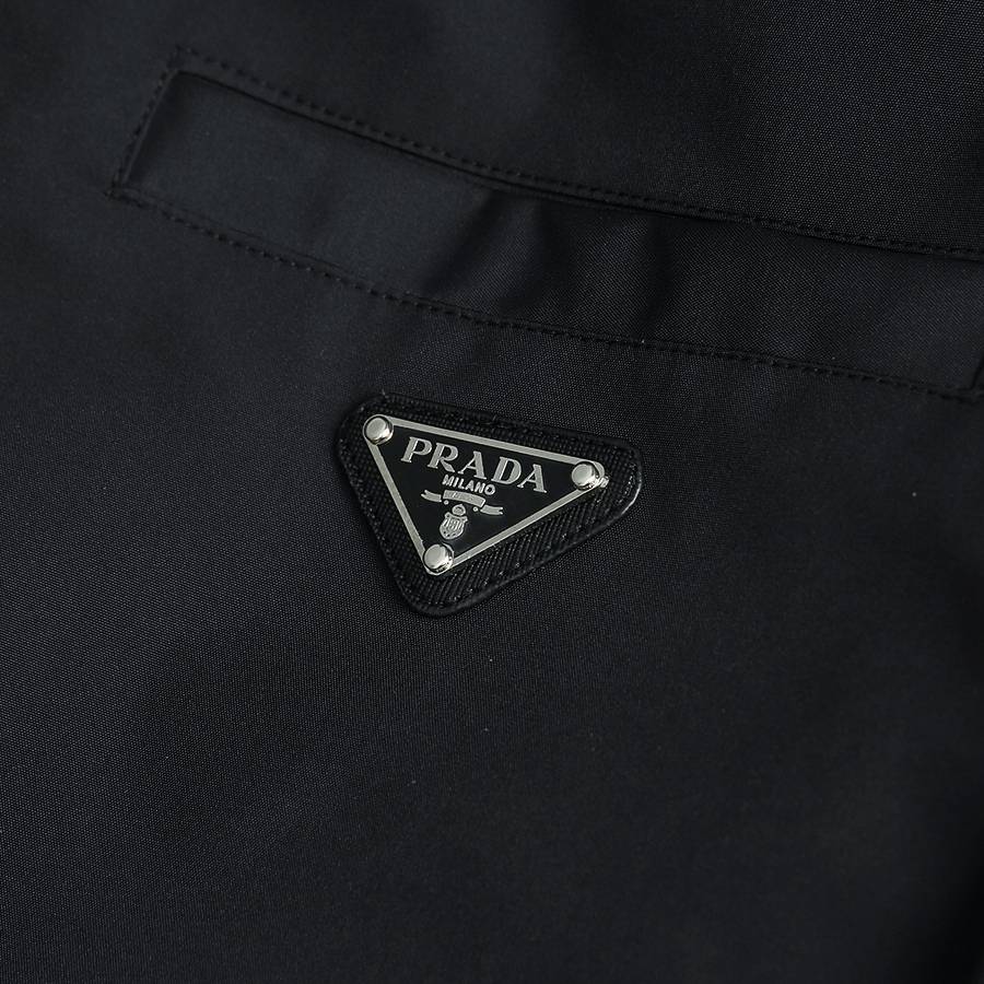 PRADA プラダ メンズ ジャケット ブルゾン ナイロン ロゴワッペン MA 1 フード付き ブラック M 3XL - 画像 5