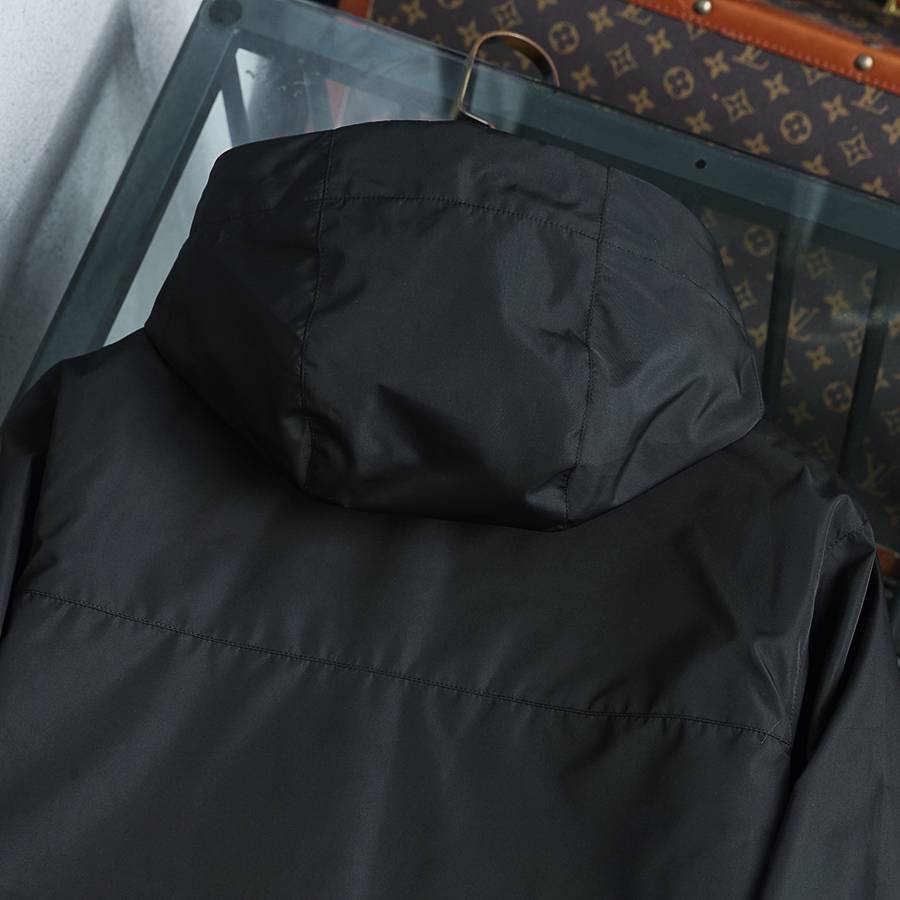 PRADA プラダ メンズ ジャケット ブルゾン MA 1 ナイロン ロゴワッペン ダブルジップ ブラック - 画像 7