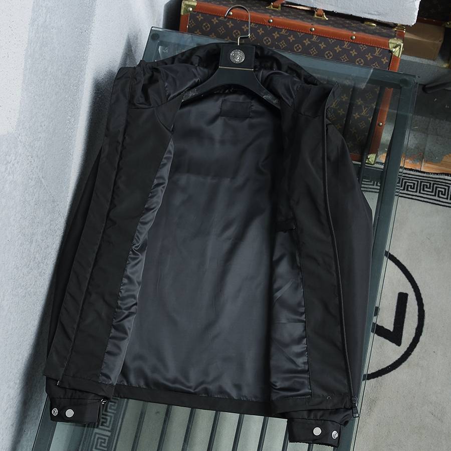 PRADA プラダ メンズ ジャケット ブルゾン MA 1 ナイロン ロゴワッペン ダブルジップ ブラック - 画像 10