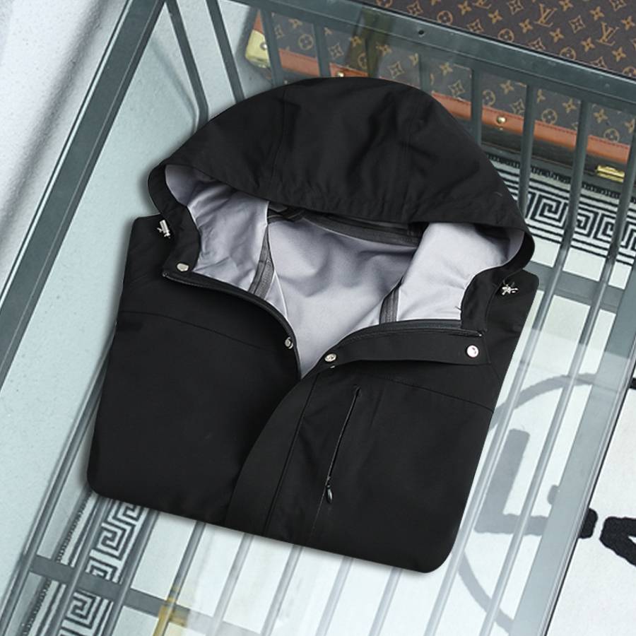 PRADA プラダ メンズ ブルゾン フーデッドジャケット ナイロン ロゴワッペン マウンテンパーカー ブラック M 3XLB2 3210 - 画像 7