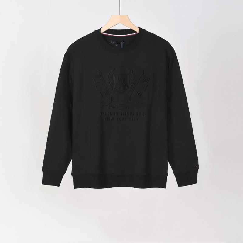 TOMMY HILFIGER トミーヒルフィガー メンズ クルーネックスウェット ロゴプリント フロントロゴ リブ仕様 ブラック ホワイト グレー - 画像 9